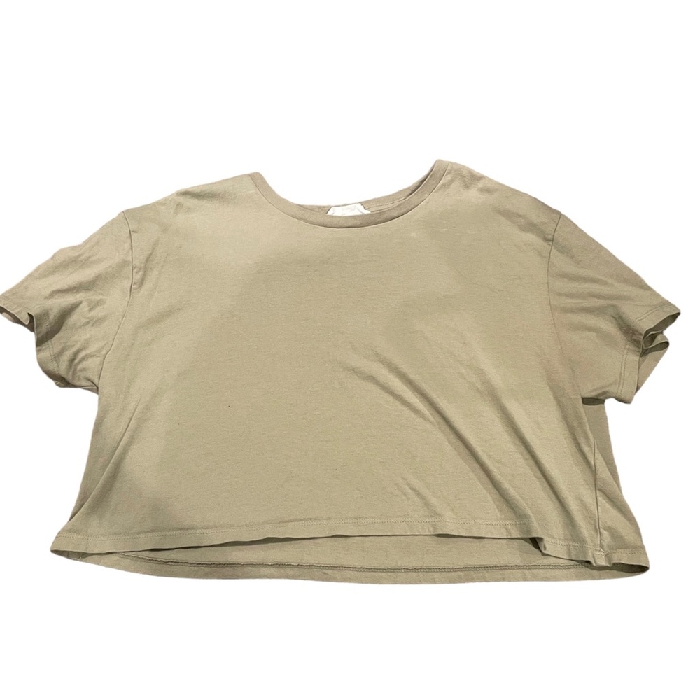 DOUBLE ZERO drop shoulder green cropped tee